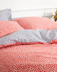 Parure de lit avec housse de couette de qualité supérieure, rose, corail, rouge, orange (UE)