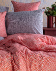 Parure de lit avec housse de couette de qualité supérieure, rose, corail, rouge, orange (UE)