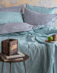Aquablaues Luxus-Bettbezug-Set, 200 TC Perkal-Bettwäsche