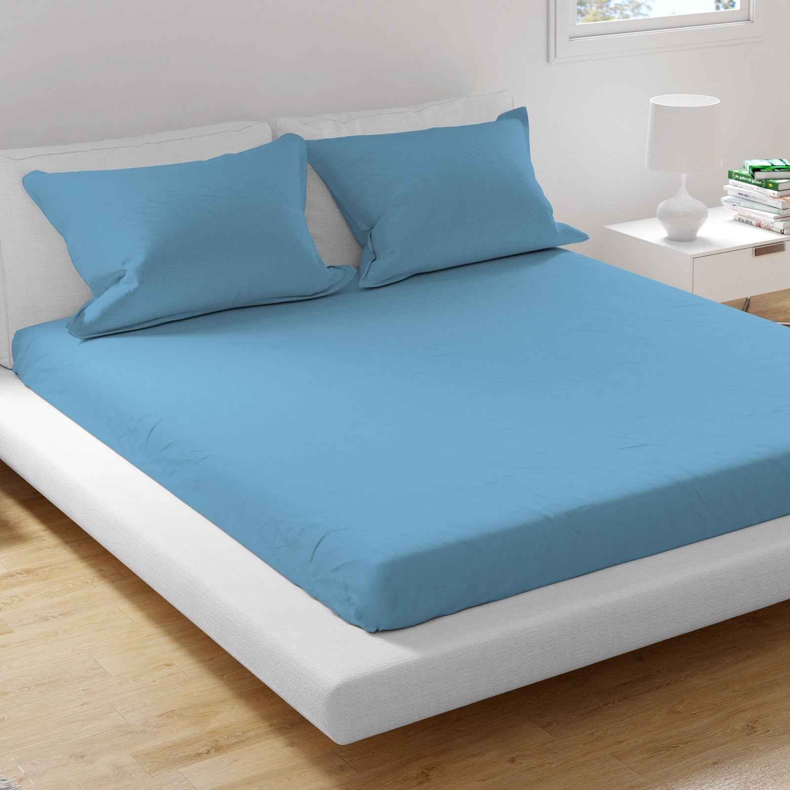 Drap-housse 100 % coton uni à poche profonde