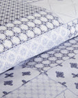 Parure de lit housse de couette en coton patchwork bleu-gris Cumbus (UE)