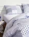 Parure de lit housse de couette en coton patchwork bleu-gris Cumbus (UE)
