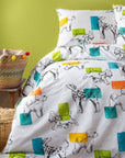 Back To School Bundle - Cartoon Dogs Single Bedding (Duvet Cover Set, Throw, Fitted Sheet, Pillowcases)
