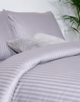 One Piece Grey Striped 100% Cotton Sateen Flat Sheet