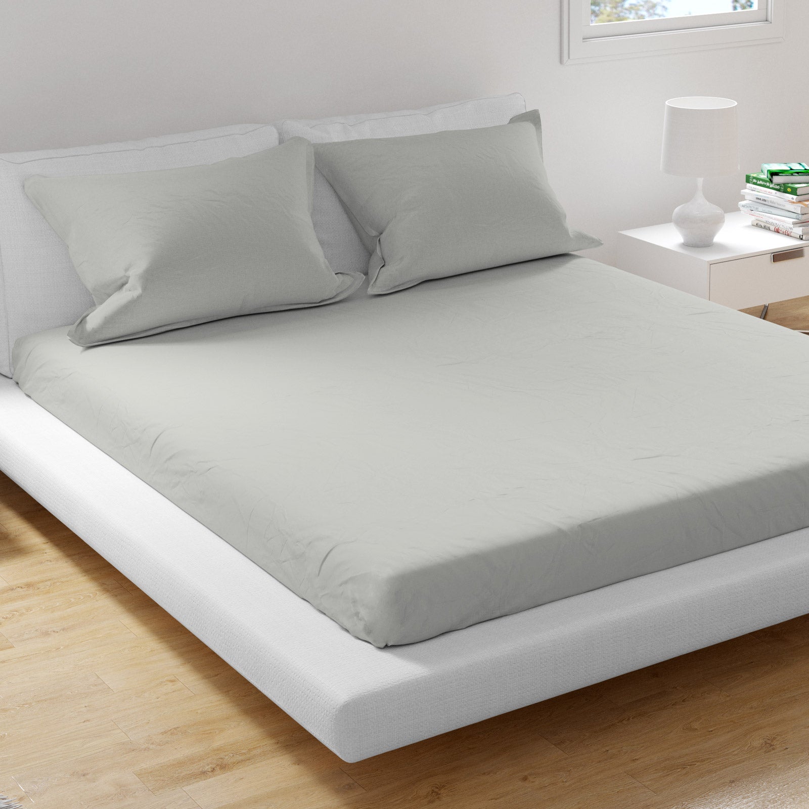100% Cotton Extra Deep Pocket Light Grey Fitted Sheet