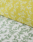 Pure Percale Bedding Olive Green & Lime Yellow Ditsy Floral Duvet Cover Set