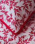 Parure de lit en pure percale - Parure de lit à motif floral blanc et magenta (UE)
