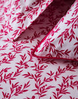 Parure de lit en pure percale - Parure de lit à motif floral blanc et magenta (UE)