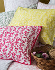 Parure de lit en pure percale - Parure de lit à motif floral blanc et magenta (UE)
