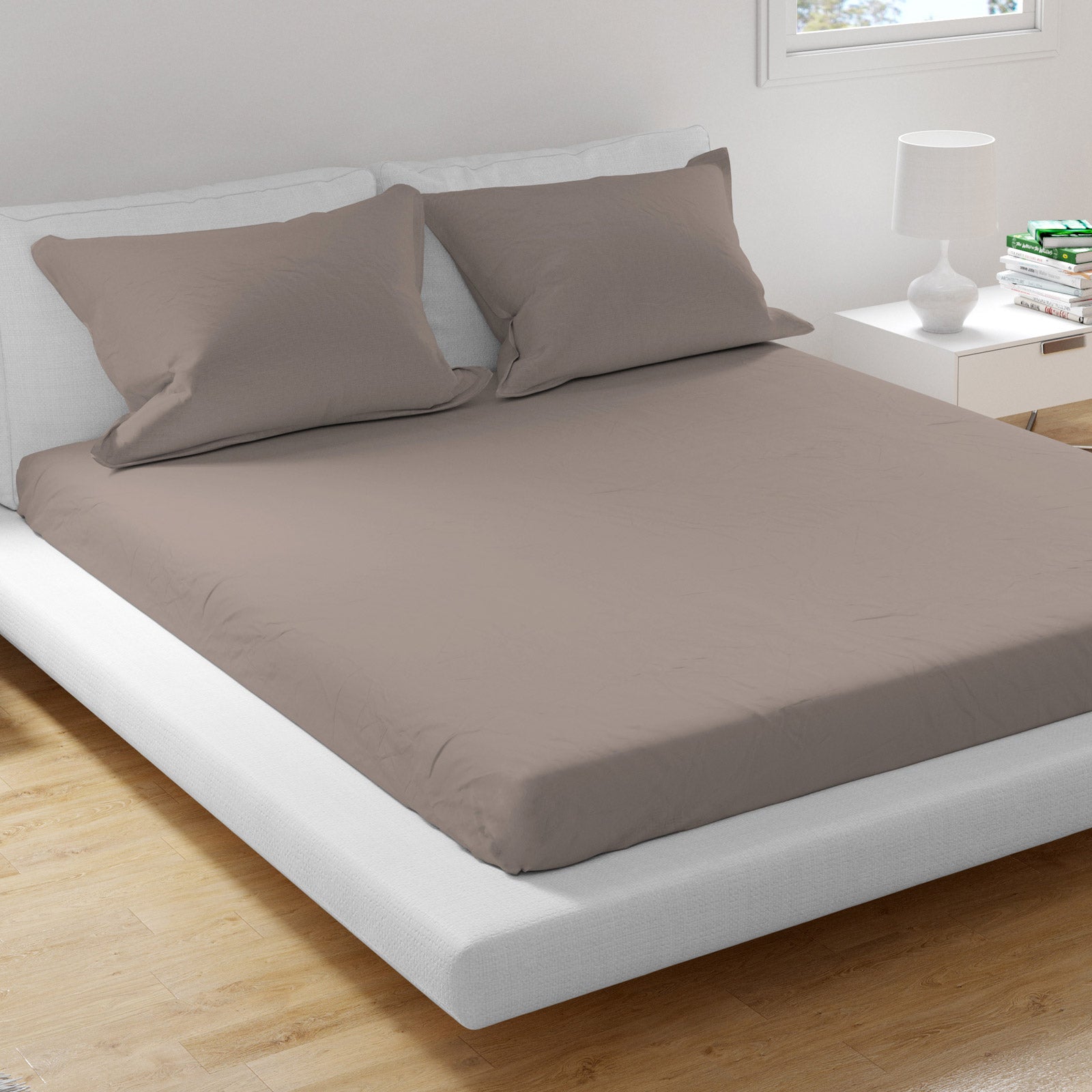 Drap-housse 100 % coton uni à poche profonde