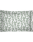 One Pair Pure Olive Green Floral 200TC Cotton Percale Oxford Pillowcase
