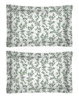 One Pair Pure Olive Green Floral 200TC Cotton Percale Oxford Pillowcase