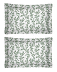 One Pair Pure Olive Green Floral 200TC Cotton Percale Oxford Pillowcase