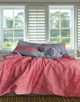 orange polka dot cotton duvet cover bedding set