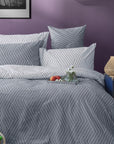 oslo dark grey chevron duvet cover set