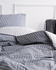 oslo dark grey chevron duvet cover set