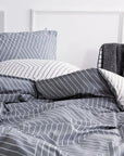 oslo dark grey chevron duvet cover set