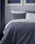 oslo navy black blue chevron duvet cover set