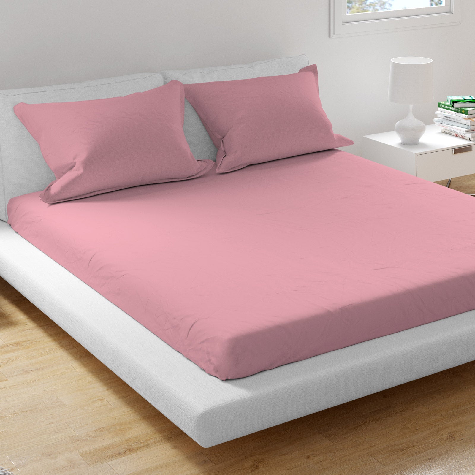 100% Cotton Extra Deep Pocket Pink Fitted Sheet