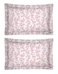 One Pair Pure Pink Floral 200TC Cotton Percale Oxford Pillowcase