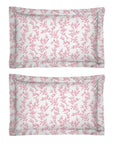 One Pair Pure Pink Floral 200TC Cotton Percale Oxford Pillowcase