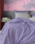 Purple & Grey Polka Dot Cotton Duvet Cover Bedding Set