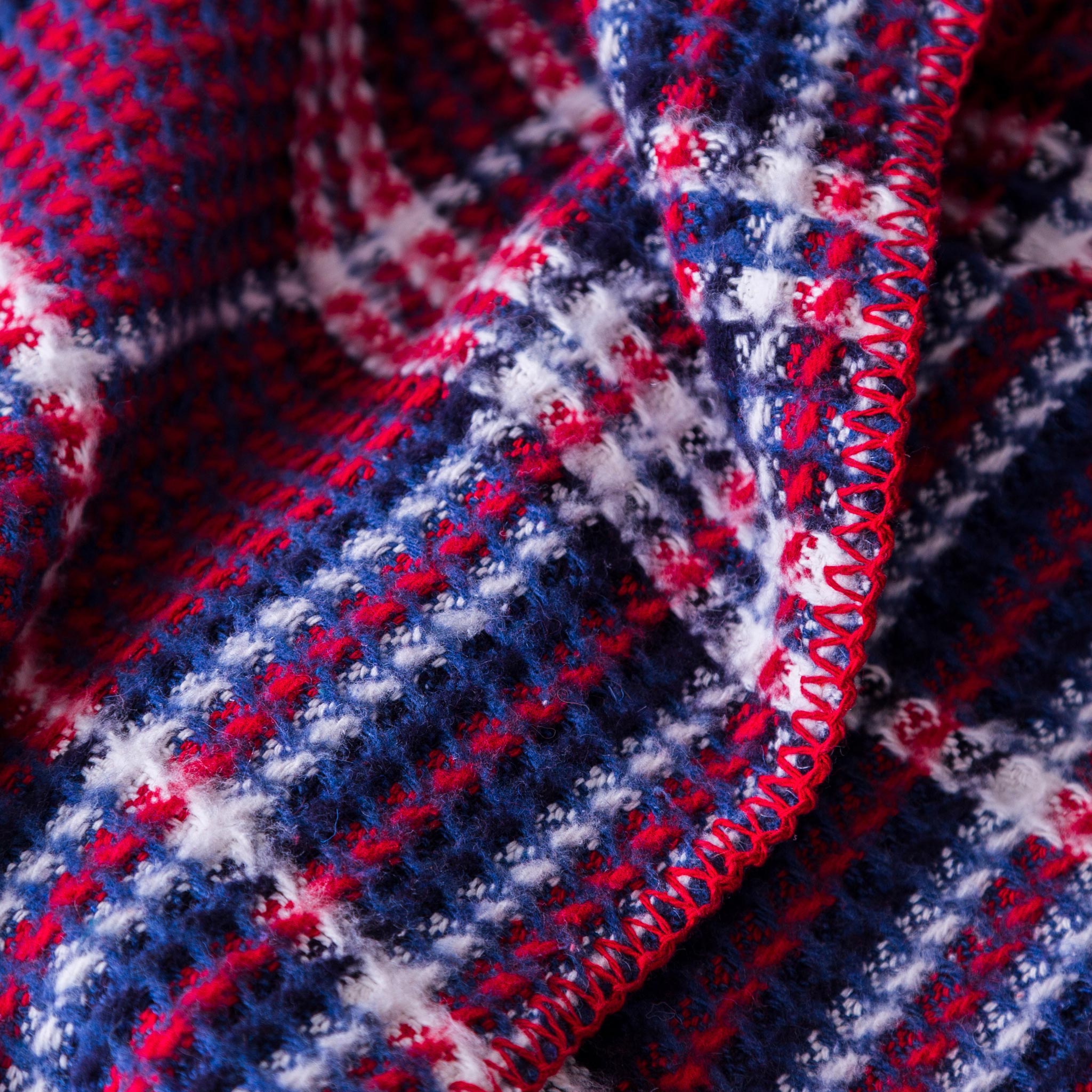 Recycled Red & Navy Plaid Checker Tartan Waffle Eco Throw Blanket
