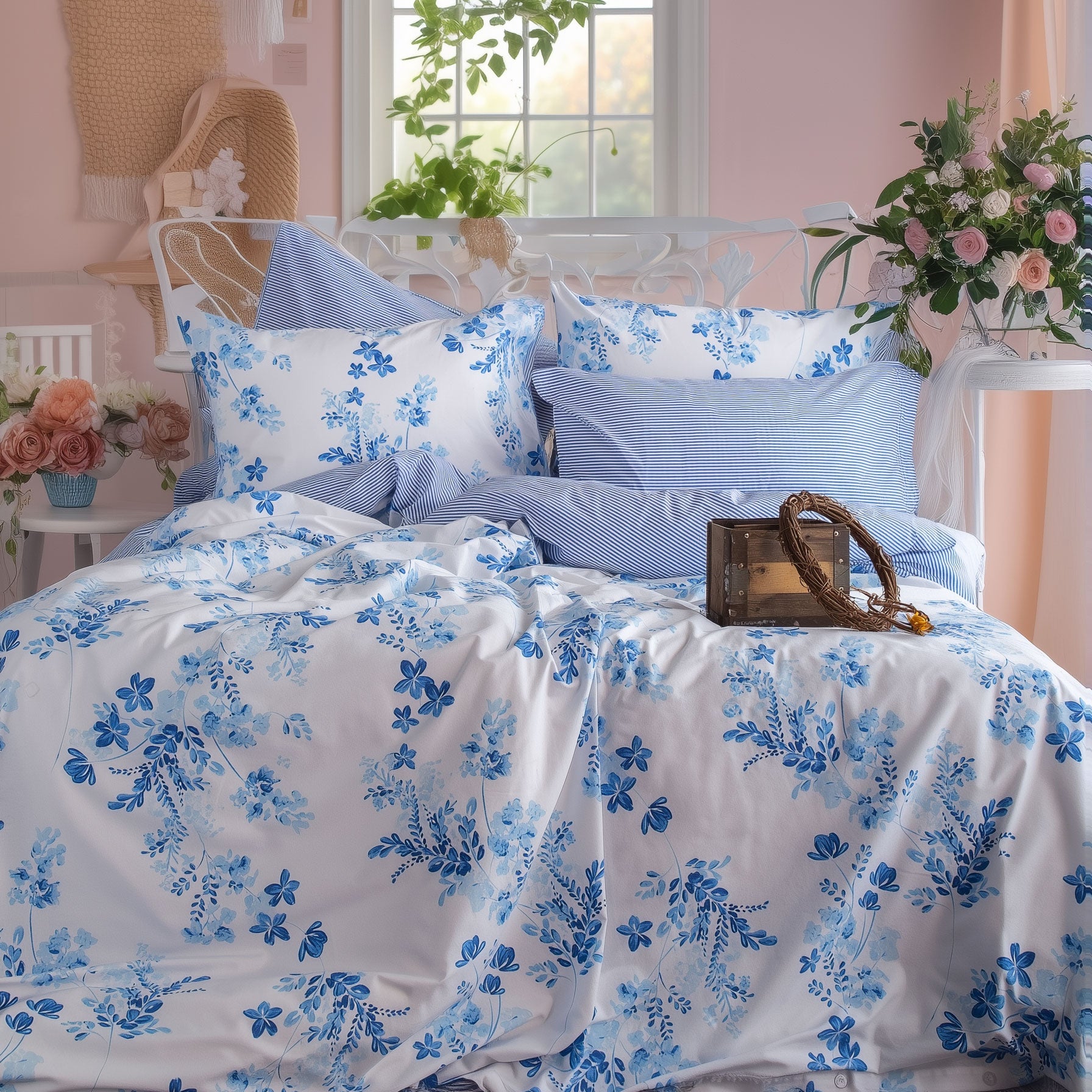 sevilla blue floral duvet cover set