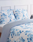Parure de lit avec housse de couette en coton à fleurs bleu Sevilla (UE)