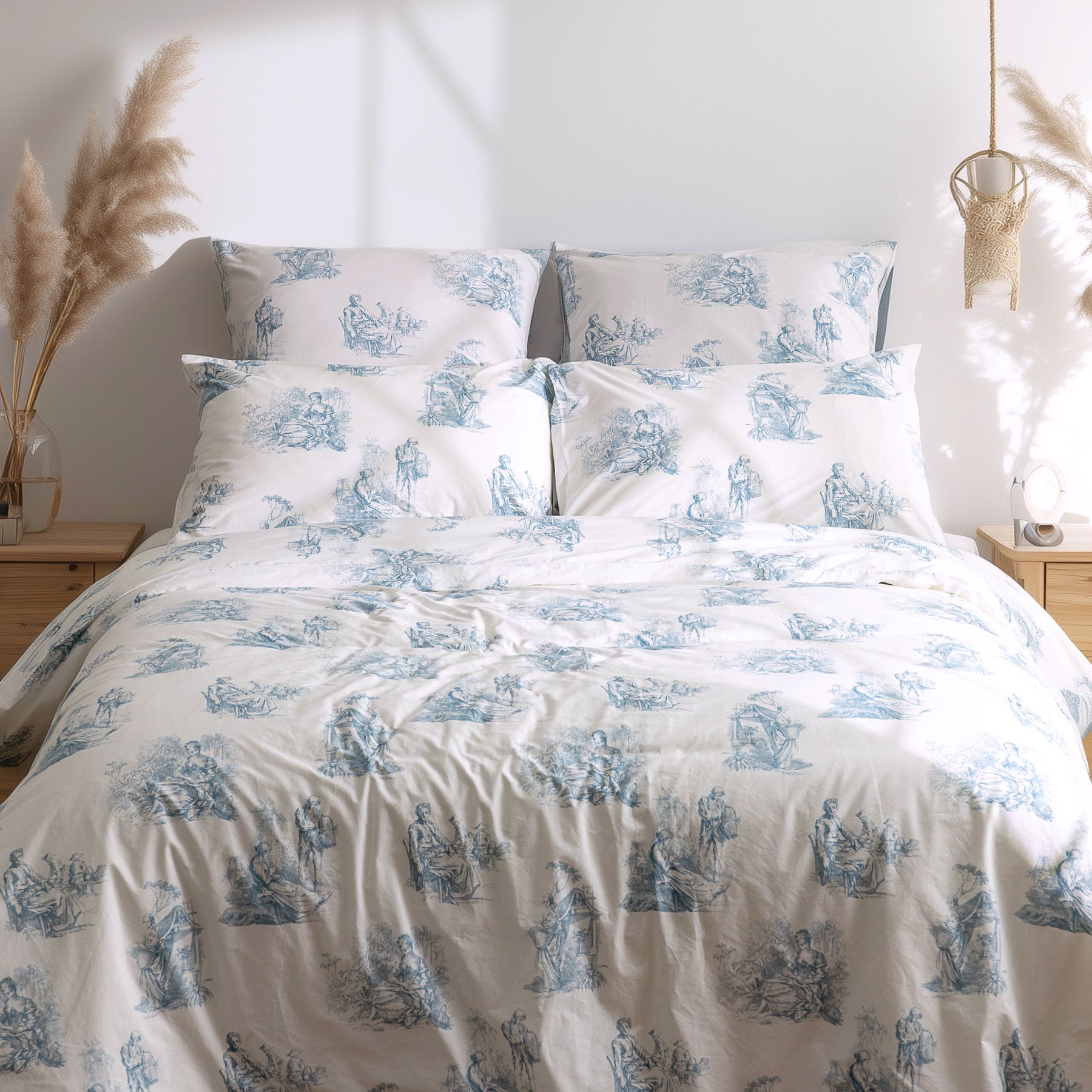 french country toile de jouy blue white duvet cover set