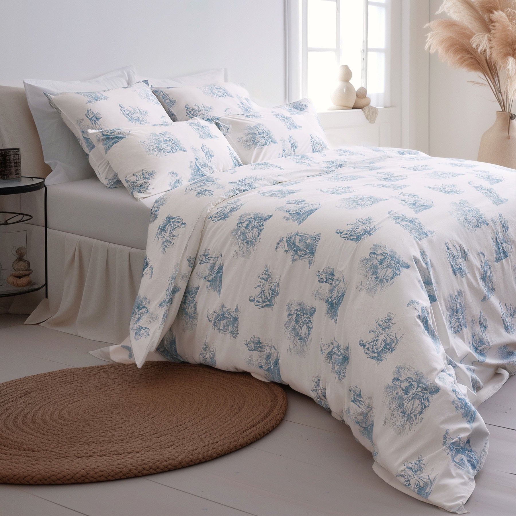 France country house toile de jouy blue white duvet cover set