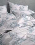 Traditional French Toile de Jouy bed linen design for a classic French inspired bedroom