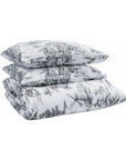 Grey toile de Jouy duvet cover set with two matching pillowcases, pastoral print