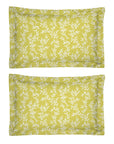 One Pair Pure Yellow Floral 200TC Cotton Percale Oxford Pillowcase