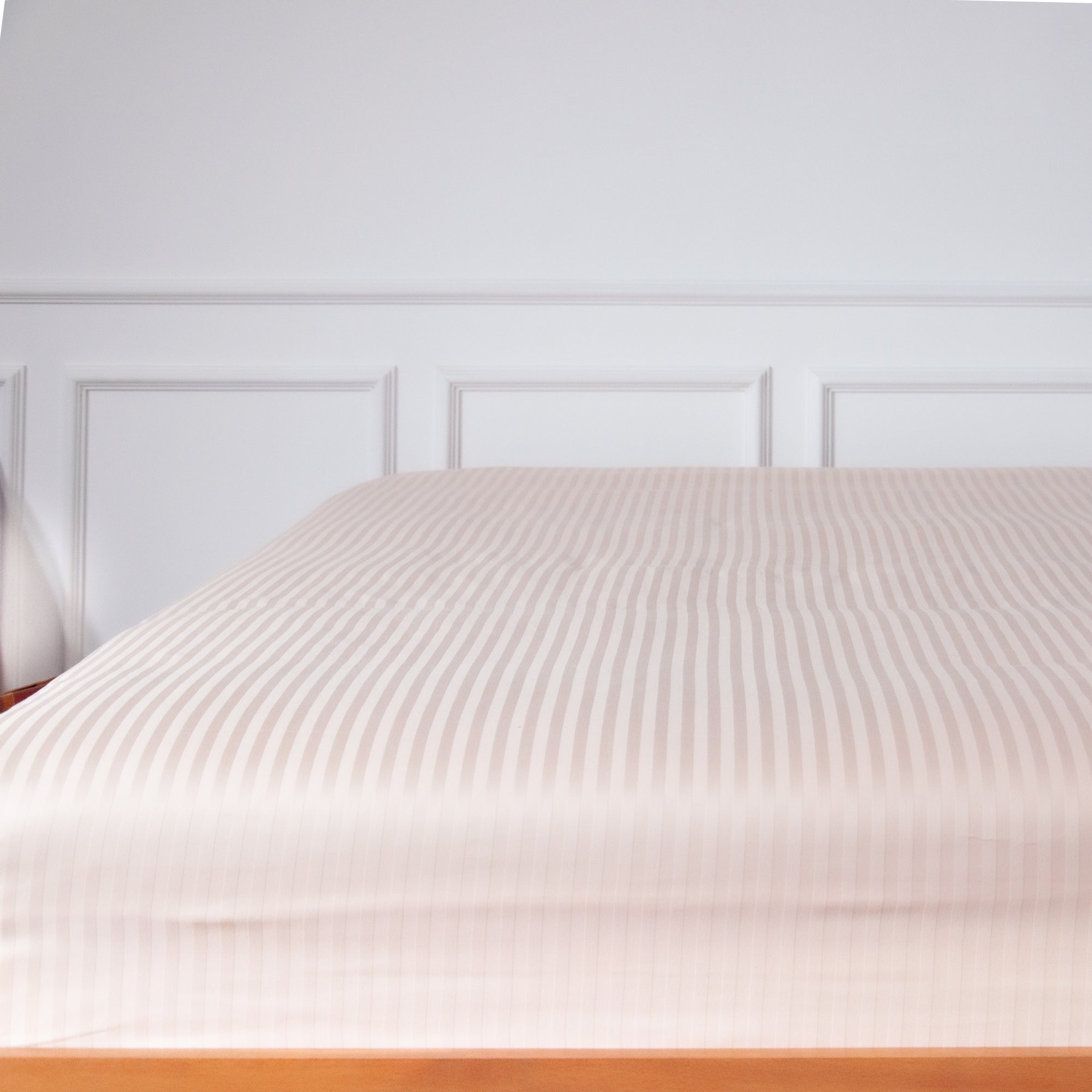 One Piece Cream Striped 100% Cotton Sateen Flat Sheet