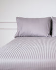 One Piece Grey Striped 100% Cotton Sateen Flat Sheet