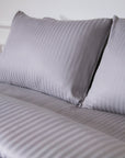 One Piece Grey Striped 100% Cotton Sateen Flat Sheet