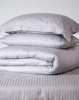One Piece Grey Striped 100% Cotton Sateen Flat Sheet