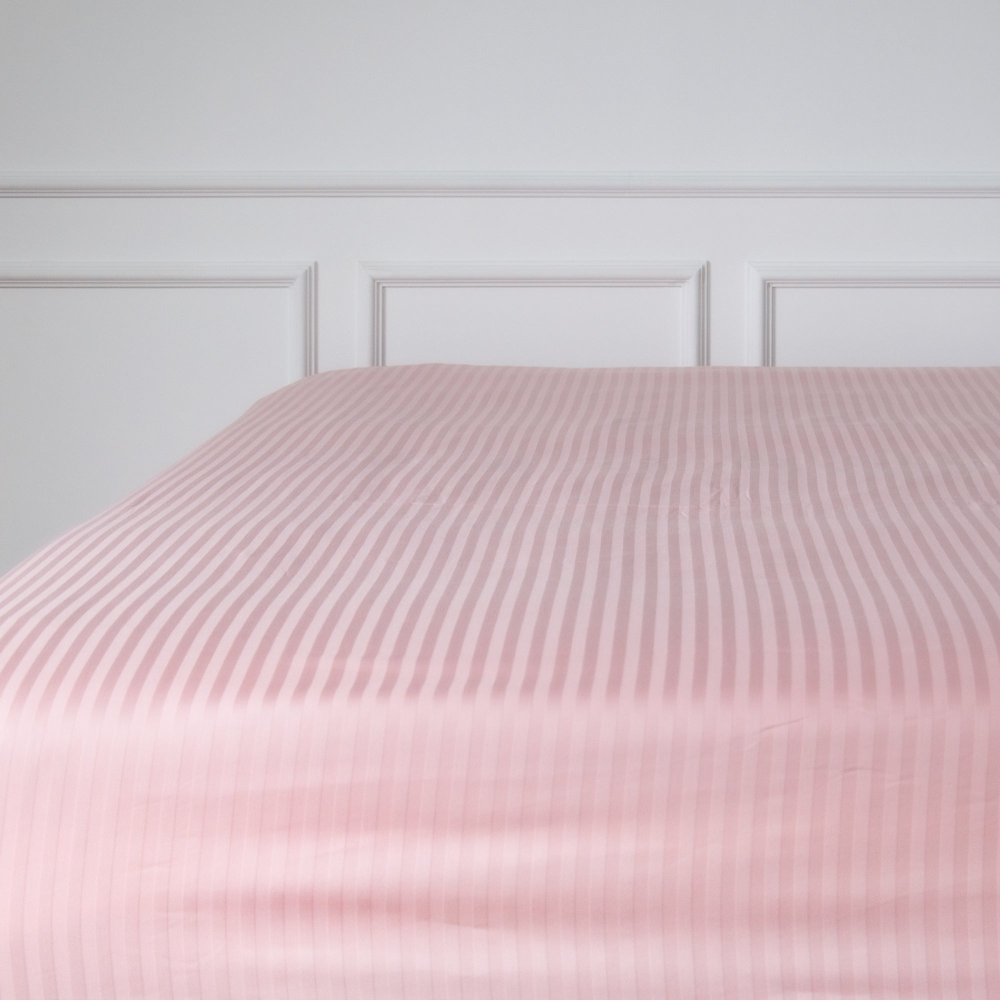 One Piece Blush Striped 100% Cotton Sateen Flat Sheet