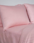One Pair Blush Striped 100% Cotton Sateen Standard Pillowcase