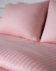 One Pair Blush Striped 100% Cotton Sateen Standard Pillowcase