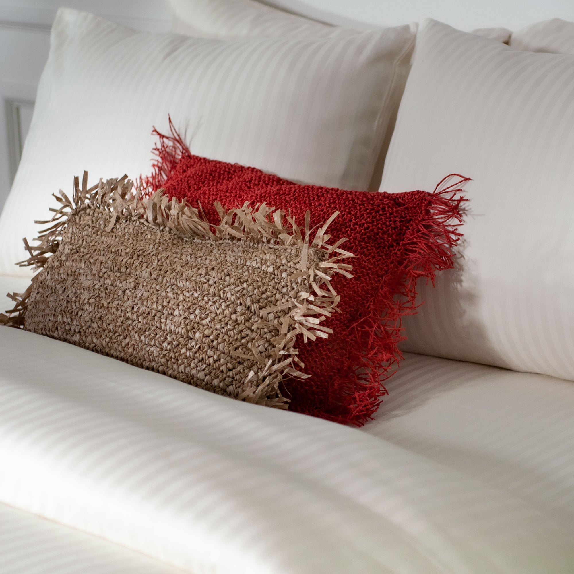 Housse de couette une pièce en satin de coton 100 % rayé blanc perle