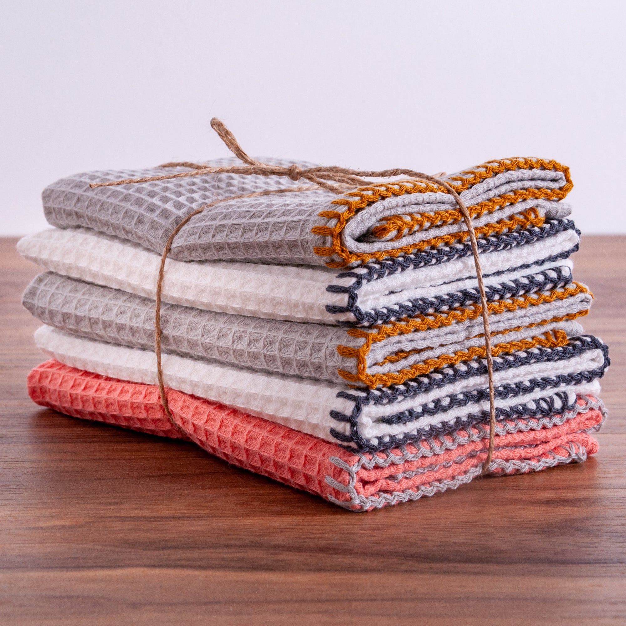 Ensemble de 5 plats à gaufres 100% coton et serviettes à main, ensemble de gants de toilette