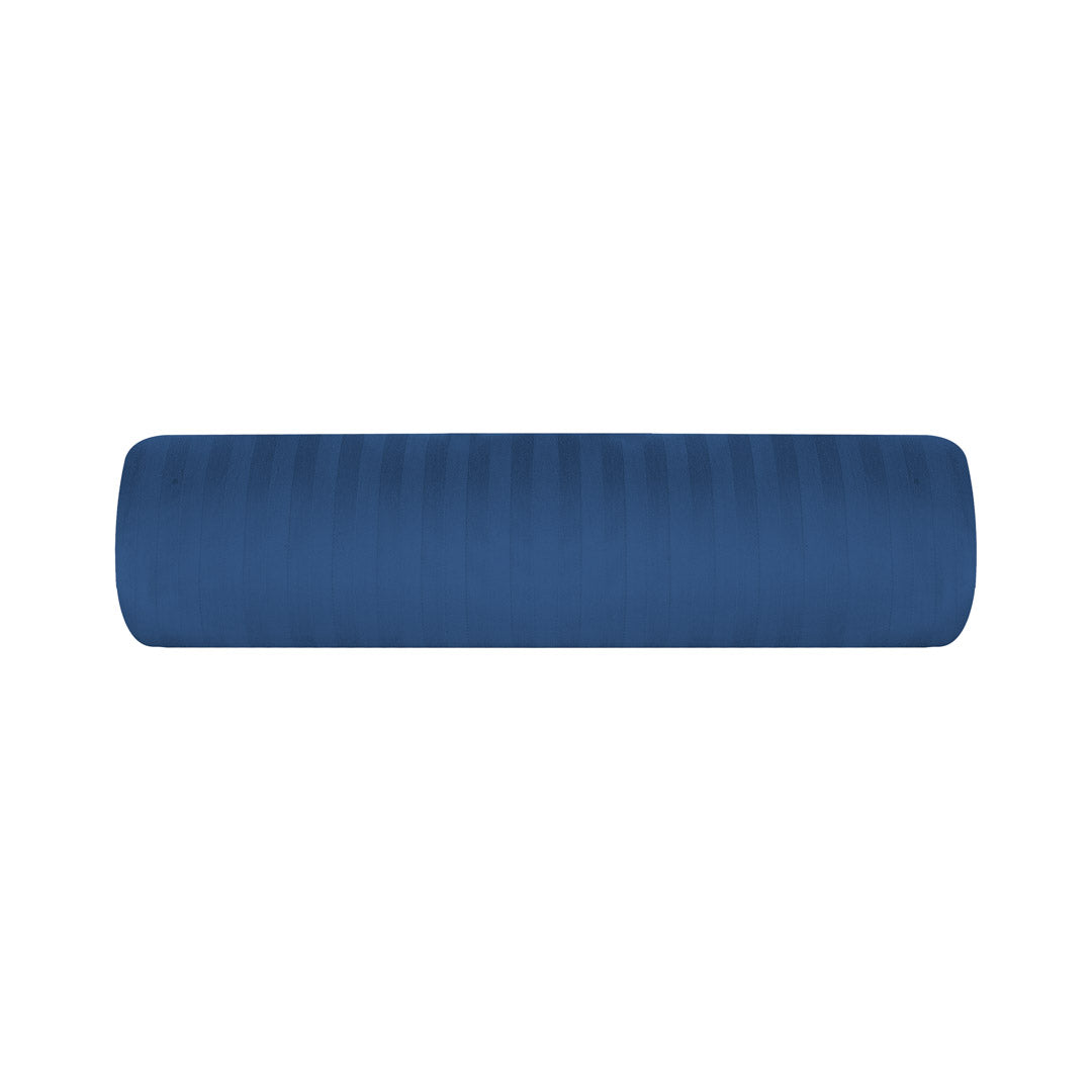 One Piece Navy Blue Striped 100% Cotton Sateen Flat Sheet