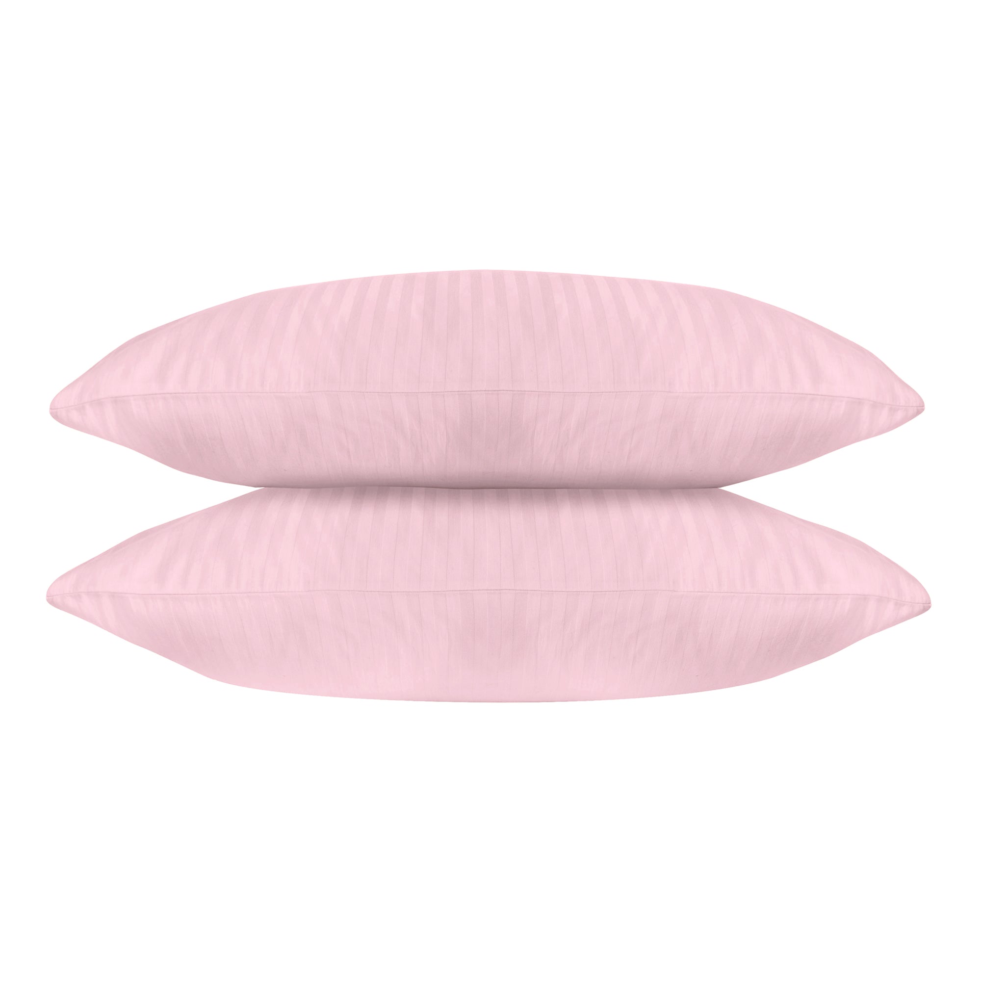 Une paire de taies d'oreiller standard en satin de coton 100 % à rayures blush