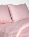 Blush Pink Striped Cotton Sateen Bedding Duvet Cover Set