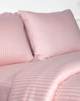 Blush Pink Striped Cotton Sateen Bedding Bundle