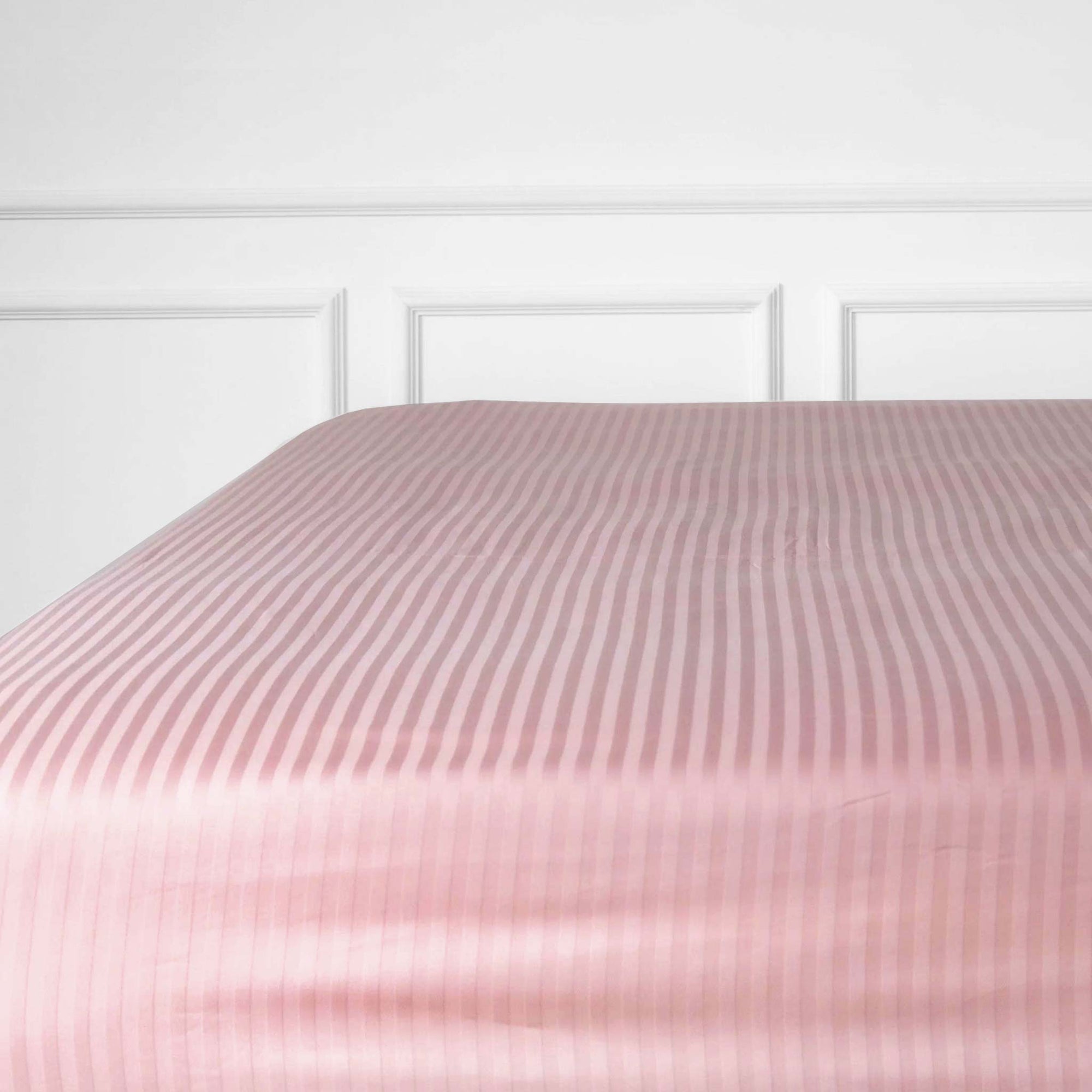 One Piece Blush Striped 100% Cotton Sateen Flat Sheet