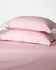 Blush Pink Striped Cotton Sateen Bedding Duvet Cover Set