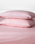 Blush Pink Striped Cotton Sateen Bedding Duvet Cover Set